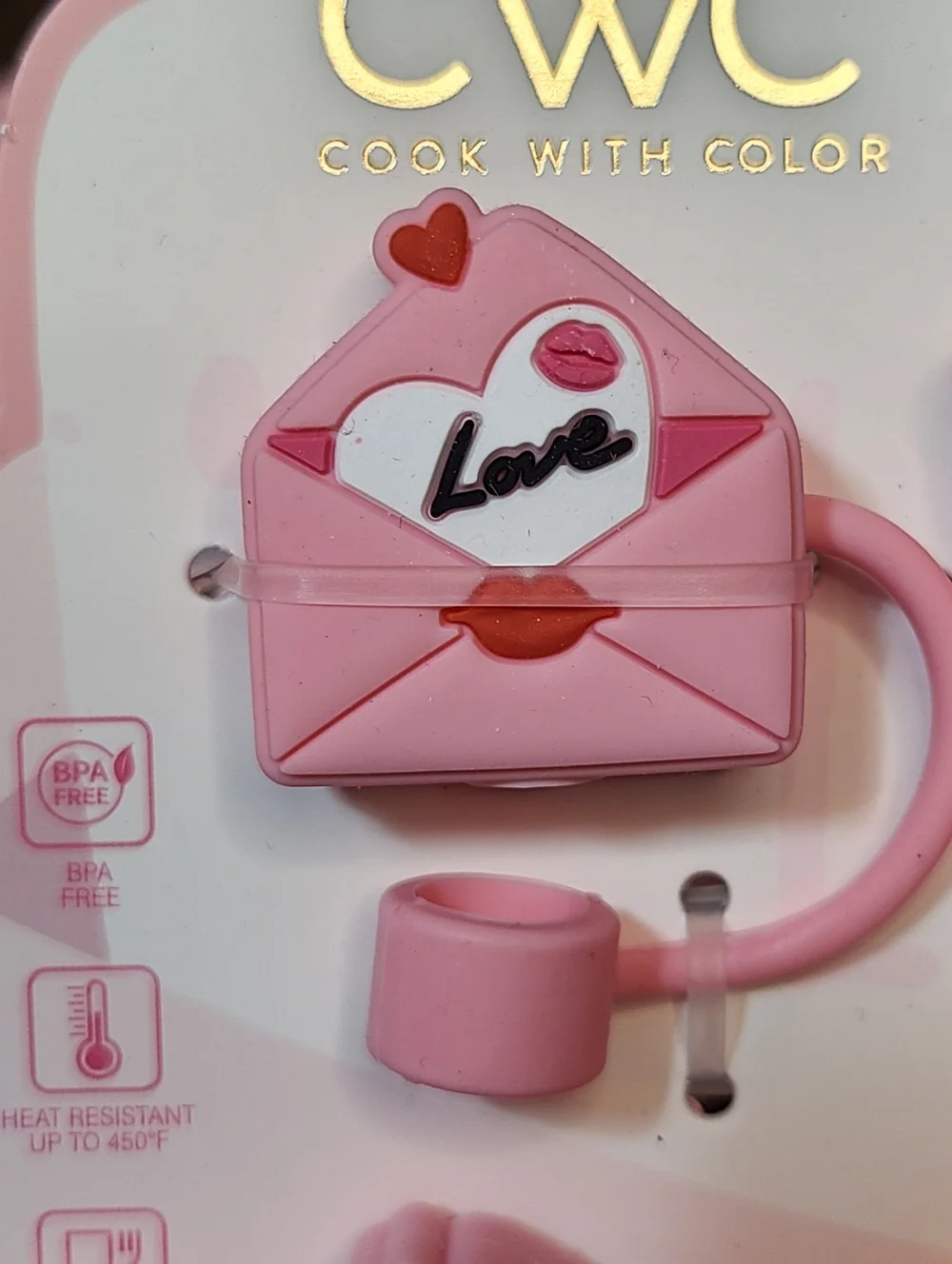 CWC Pink Love Theme Straw Toppers - 12 (2 Packs of 6)